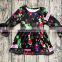 Brand New Toddler Kids Baby Girls Christmas Dress Flare Sleeve Colorful Cartoon Print Knee-Length Autumn Dress Outfit 2-6Y