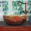 Golden bathroom vanity counter top low price ceramic hand wash basin