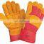 White Cotton Back Full Palm Working Leather Gloves