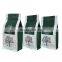 Block bottom matte green plastic coffee foil bag 500g food stand up packaging coffee bag with valve