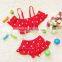 2015 Mom and Child Swimwear Lovely Falbala Heart Pattren Bikini Kids Two Piece Swimsuit