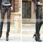 Sexy Women's Jeans Leather Detail Skinny Stretch Fashion Casual Pants Denim