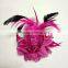 Colorful Artificial Fabric and Feather Flower Brooch