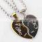 Two Pieces One Pair Stainless Steel Broken Heart Couple Love Pendant Necklace Set For Friend