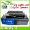 sunray sr4 v2 with wifi E great sim card 2.2 original triple tuner DVB-S2+C+T2