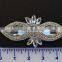 Bridal trimmings clear crystal rhinestone applique with pearls hotfix for wedding dress accessory