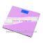 square design body fat purple tempered glass human parameter analyzer weighing bathroom scale