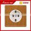 high fashion wood grain switch socket with neon for UK, universal, 2 pin and 3 pin
