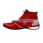 red latest design boxing shoe , Customized wresting shoe leather upper, OEM factory boxing shoe