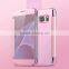 For samsung galaxy S7 S7 Edge Flip Slim mirror View Electroplating Mirror Hard Clear Transparent mirror Case Cover