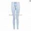 High Rise Acid Wash Knee Slits Skinny Jeans JXA089