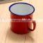 Wholesale custom logo printed enamel camping mug/8cm red enamel metal mug