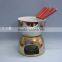 ceramic plating chocolate fondue set with fork