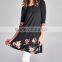 India Wholesale Cotton Tunic Black Floral-Contrast Tunic Design Western New Designer Kurtis Tunic Kurti Designs
