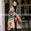 Fashion Design Women Striped Cashmere Scarf with Velvet