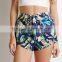 Custom Layered Wrap Front Ladies Floral Printing Linen Shorts,Wholesale Floral Printed Shorts for Ladies