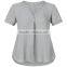 Wholesale apparel comfortable plain dyed lady sheer blouse