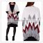 Cover Up Wool Poncho Mix Aztec Printed Fluffy Poncho With Fringes kimono cardigan