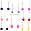 Fur Ball Lace Tassel Long Pearl Dangle Drop Stud Earrings