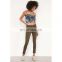 customized women lace-up floral print cami crop top for ladies