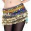 BestDance Belly Dance Costume Chain Hip Scarf Skirt Wrap Velvet double Band Gemstone