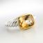 925 Silver Gold Two Tone Smoky Quartz Noblesse Cable Ring