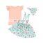 Baby Flutter Sleeve Shirt And Suspender Skirt Headband Kids Boutique Outfit Girls Clothing Sets