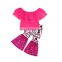 Off Shoulder Lace Top And Bell Bottoms Kids Summer Clothes 2019 Ruffle Clothing Sets