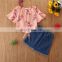 girls clothes 2020 Kids Baby Girl Off Shoulder Floral crop top T-shirt Ripped Denim Skirt Summer 2PCS Outfit Set 1-6Y