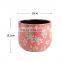Home decoration item flower pattern indoor outdoor large pink ceramic plant pots for livingroom balcony