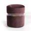 Modern Short Plush Round Brown MDF Velvet Fabric Foam Lounge Furniture Small Ottoman Chair Foot Stools For Home