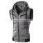 2022 OEM custom print cotton casual men pocket sleeveless hoodie