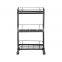 3 Tier Rolling Utility Cart with Wheels Multifunctional Metal Storage Cart Organizer Adjustable Trolley Cart with Handle