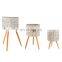 Best Seller 3 Piece Straw Pot Planter Stand Set Removable Legs Grass Planter Storage Basket Plant Holder Wholesale