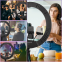 22 inch photographic rechargeable 3 phone holders custom selfie video 22inch led RGB ring fill light lamp with tripod stand