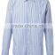 Custom mens blue and white striped dress shirts with curved hem