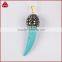 Small Pepper Shape Blue Turquoise With Withe Zircon Pendant Bead