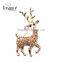 Christmas gift golden and gun black deer alloy and crystal brooch jewellry