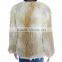 Ladies knitted fox fur coat red fox fur coat KZ150068