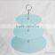 Colored 3 tier metal handle Glass Cake Stand