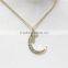 Newest Gorgeous Crescent Moon & Star Necklace W/ Sparkling Crystals Simple Minimal Necklace 2016 Fashion Style Wholesale