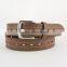 Wide genuine leather belt with pin buckle for golf and jeans