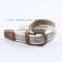 Fashionable Pin Buckle pu Leather Knit Canvas Belt