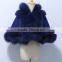 wholesale genuine cashmere cape with fox fur hood trim CC07