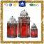 Red glass moroccan metal lanterns packing set of 3