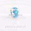 Blue Flower Enamel Beads Round Genuine Silver Charm 925 Sterling Silver Fine Jewelry Wholesale Beads Fit Snake Chain Bracelets