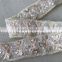 2.5cm beaded organza embroidery lace trim with cup sequins in rose gold