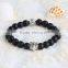 The owl bangle with lotus flower black bead bracelet obsidian