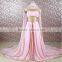 RSE646 Gold Sequin Muslim Women Cape For Evening Dress Of Chiffon Peach Color