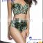 Women's fashion strap bandeau nylon spandex bikini in nice palm print.